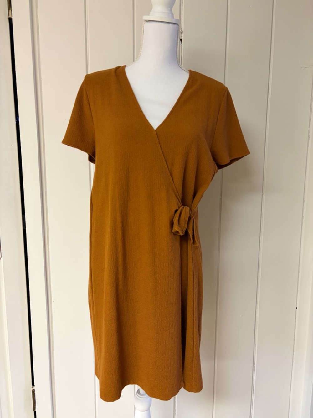 Madewell Wrap Midi Dress in Camel Rust